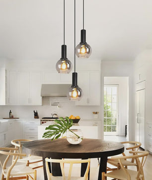 3-Lichts Hanglamp Glas - Vintage Stijl Pendellamp voor Eettafel & Woonkamer - In Hoogte Verstelbaar