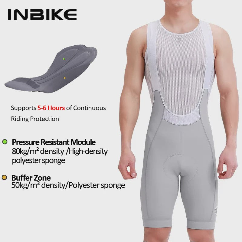 INBIKE Heren Fietsbroek met Bretels - Hoge Taille, Ademend & Met Zakken