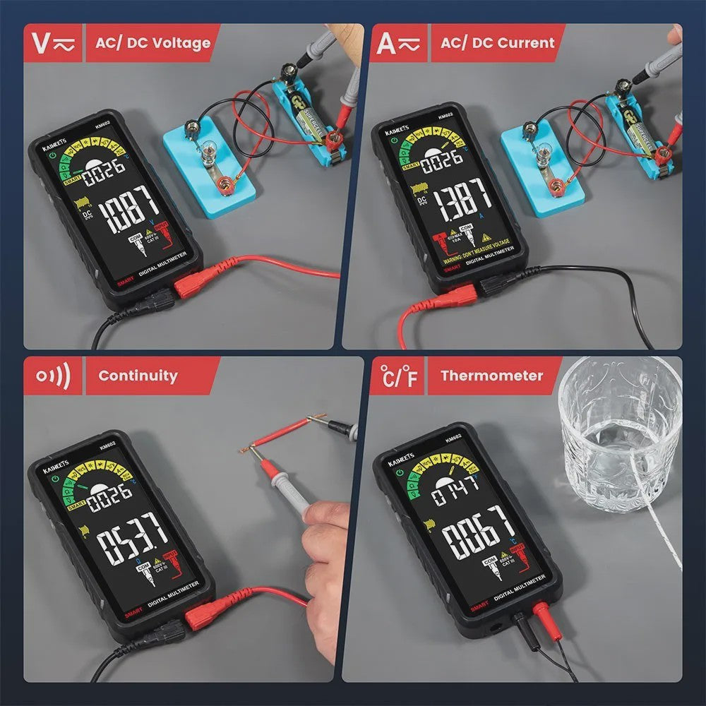 KAIWEETS KM601S/KM602 Digitale Multimeter: Smart & Manual, True-RMS, 10000/6000 Counts, Zaklamp