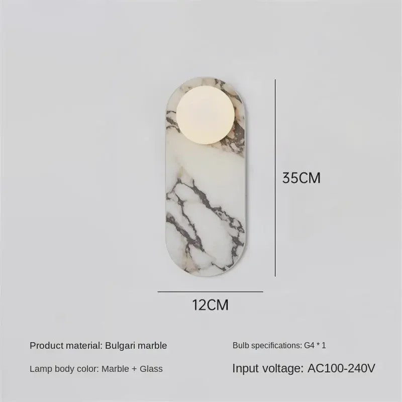 Luxe Marmeren Wandlamp met LED en Natuursteen - Sfeervolle Verlichting voor Woonkamer, Hal of Slaapkamer