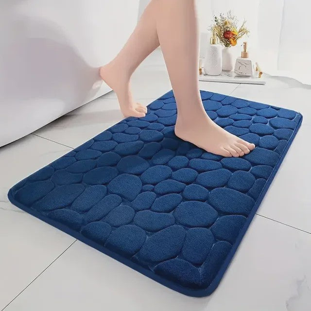 Antislip Badmat met 3D Steen Design - Absorberend & Sneldrogend
