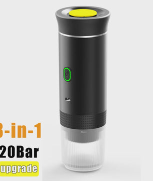 3-in-1 Draagbare Koffiemachine: Draadloos, Elektrisch & Compact voor Auto, Thuis & Camping