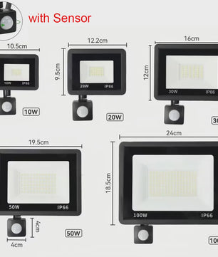 Waterdichte LED Floodlight met PIR Bewegingssensor - 10W tot 100W