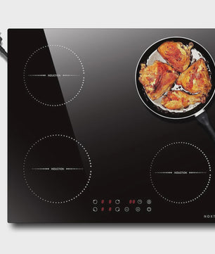 NOXTON 60cm Inbouw Inductie Kookplaat - 4 Zones, Touch Control, Veiligheidsslot & Timer - Zwart