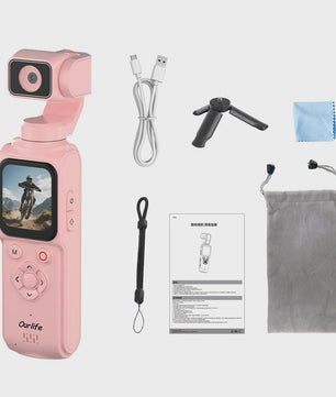 Ourlife 4K Actiecamera met 330° Face Tracking Gimbal Stabilisator & Touchscreen