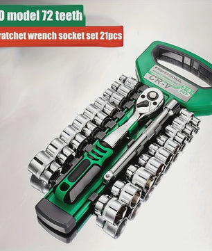 Professionele Ratel Socket Set 1/4", 3/8", 1/2" - Compacte Gereedschapskist voor Auto Reparatie