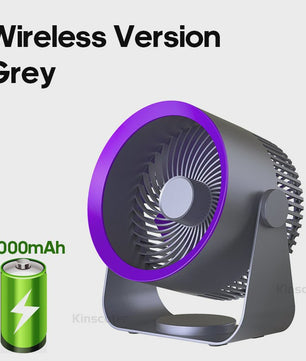 KINSCOTER Multifunctionele Draadloze Ventilator: Draagbaar, Stil & Flexibel voor Bureau, Muur of Plafond