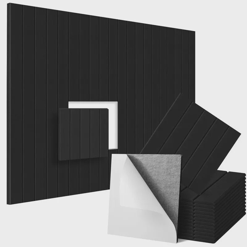 12x Akoestische Panelen 30x30cm - Geluidsabsorberend, Zelfklevend, Verticale Strepen