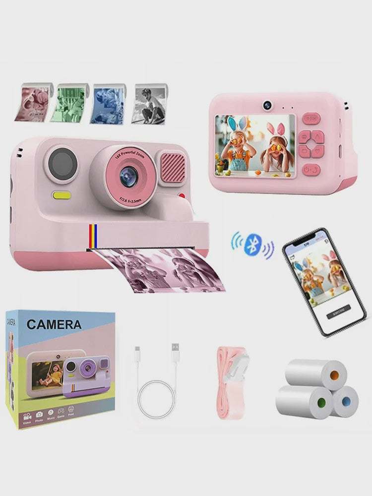Direct Print Kinder Camera - 1080P FHD Digitale Camera met Selfie Functie & Printpapier