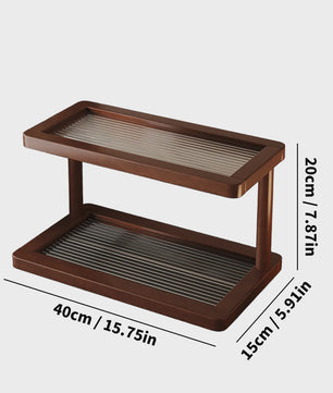 2-Laags Bamboe Tafelrek met Acryl Bodem - Compacte Opberger voor Keuken & Toilet