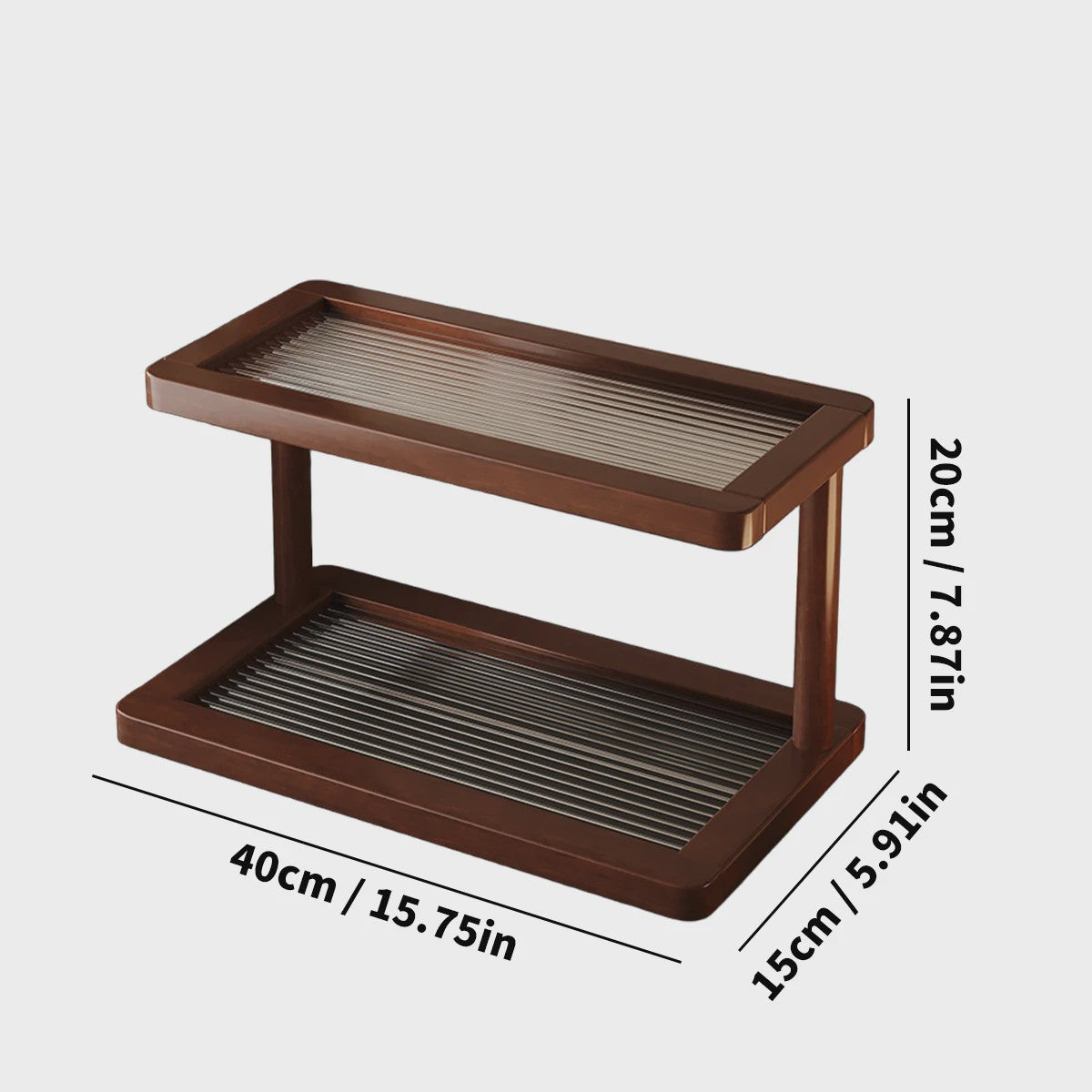 2-Laags Bamboe Tafelrek met Acryl Bodem - Compacte Opberger voor Keuken & Toilet