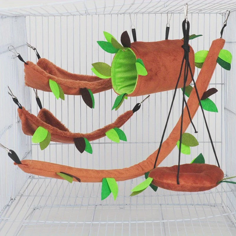 5-delige Pluche Hamster Hangmat & Swing Set voor Kleine Huisdieren