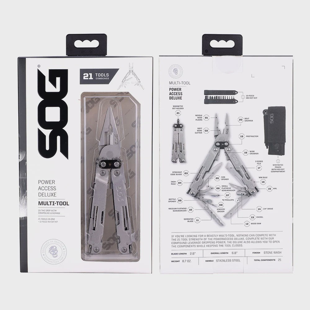 SOG PowerAccess Deluxe 21-in-1 Professioneel Multitool met Schede