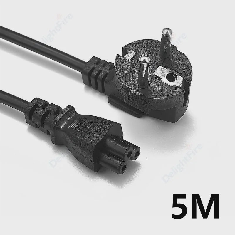 EU Stroomkabel IEC320 C5 - 0.5m, 1.2m of 5m - Voor Laptops, PC's, Monitoren & Meer