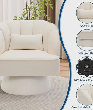 Draaibare Fluweel Lounge Fauteuil met 360° Rotatie - Comfortabele Leesstoel