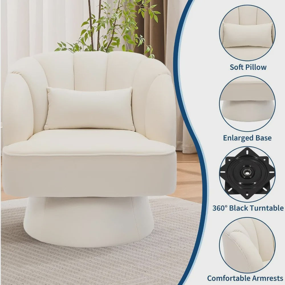 Draaibare Fluweel Lounge Fauteuil met 360° Rotatie - Comfortabele Leesstoel