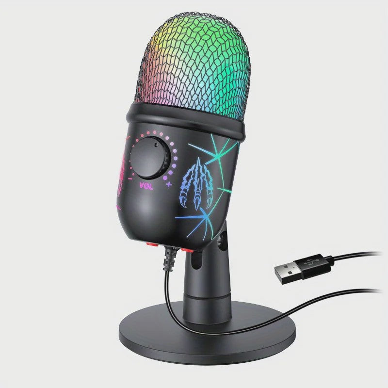 USB Condenser Microfoon met RGB Verlichting - Gaming, Streaming & Karaoke