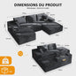 Moderne U-vormige Corduroy Bank met Memory Foam - Modulair en Comfortabel