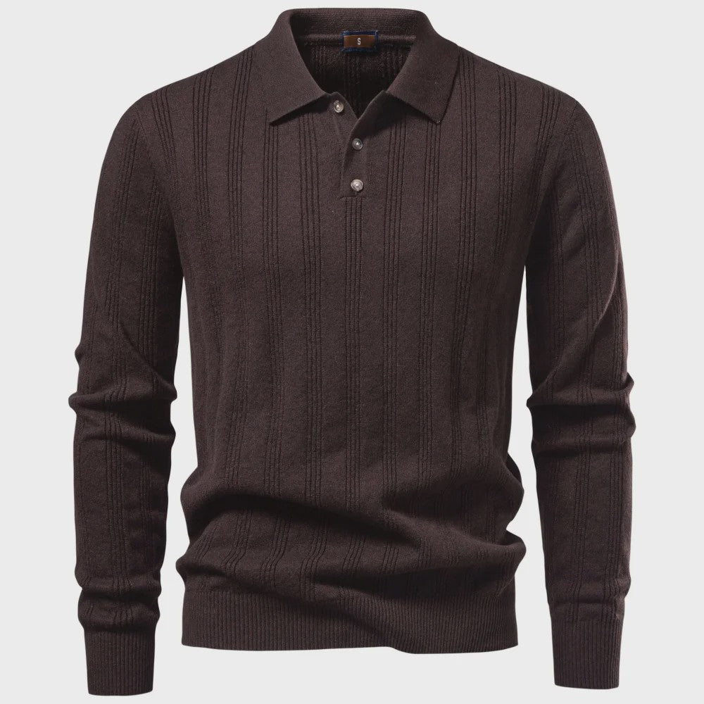 Herentrui Polo Longsleeve Gebreid Faux Cashmere - Casual & Zakelijk
