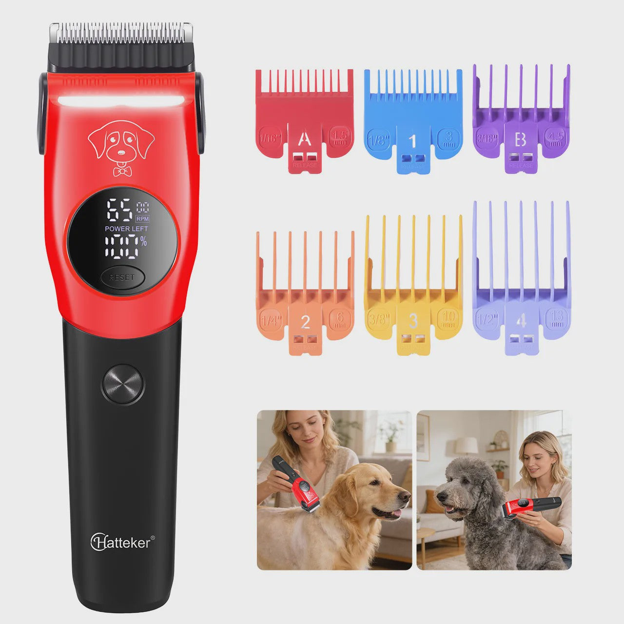 Solimpia Professionele Hond & Kat Trimmer - Krachtige 6500RPM Motor, USB Oplaadbaar, 180 Min Gebruikstijd, Stille Werking