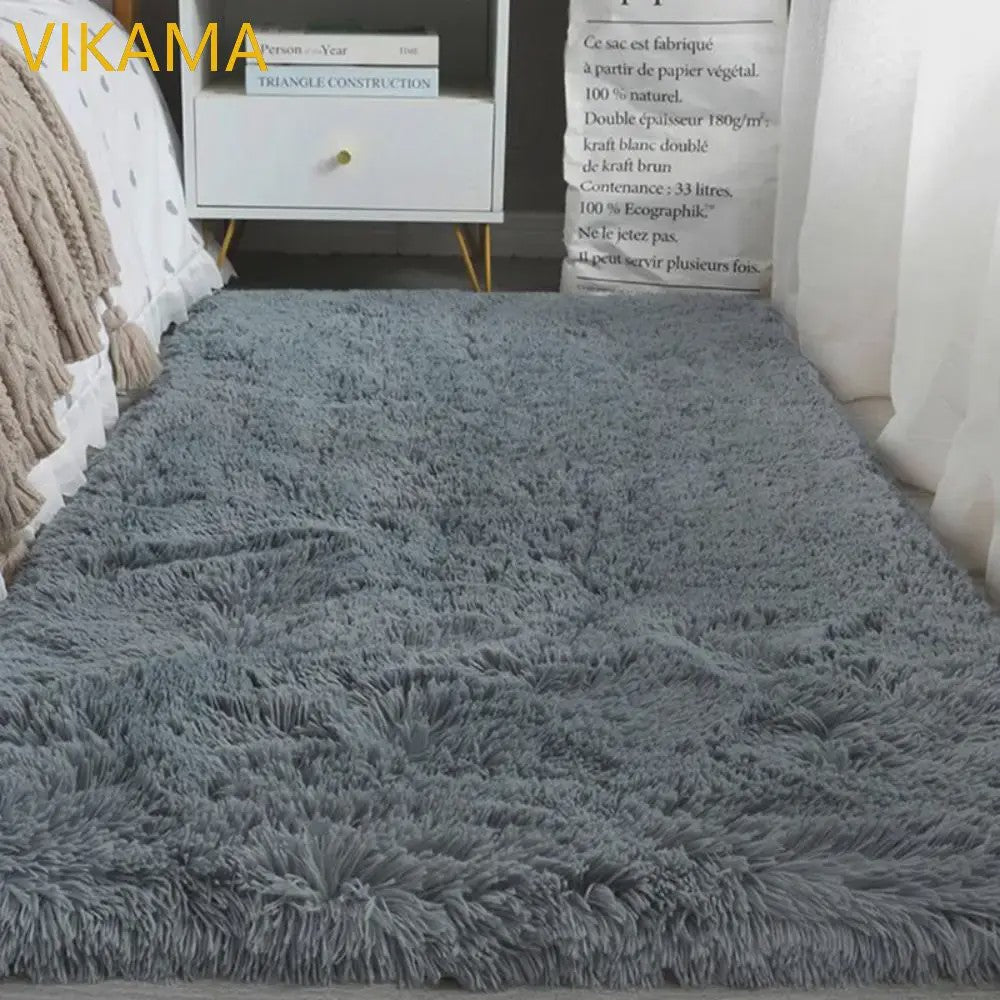 VIKAMA Luxe Pluche Vloerkleed - Zacht & Sfeervol voor Slaapkamer en Woonkamer
