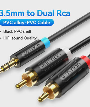 Vention 3.5mm Jack naar 2 RCA Audiokabel - HiFi Stereo AUX Kabel voor Home Theater & Versterkers