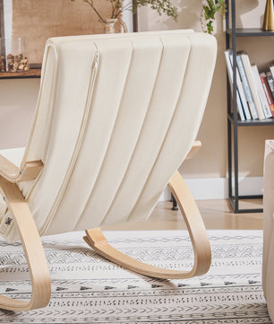 Luxe Schommelstoel Beige met Verstelbare Voetensteun & Draaifunctie | Comfortabel Relaxen