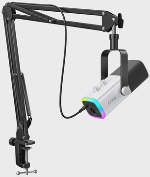FIFINE AM8T XLR/USB Microfoon Kit met Armatuur, Mute, RGB & Hoofdtelefoonaansluiting - Gaming & Streaming