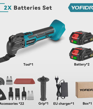 YOFIDRA Snoerloze Multitool met 6 Versnellingen - Zagen, Schuren & Polijsten (Makita 18-21V Batterij)