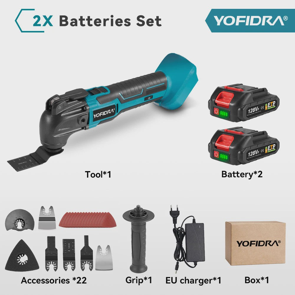 YOFIDRA Snoerloze Multitool met 6 Versnellingen - Zagen, Schuren & Polijsten (Makita 18-21V Batterij)