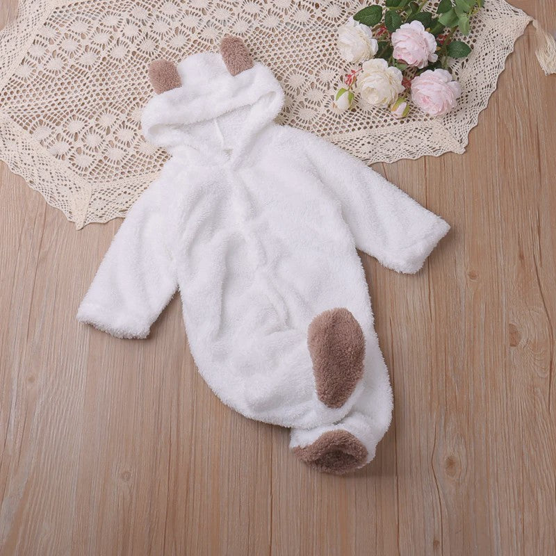 Schattige Baby Romper met Berenoren - Winter Jumpsuit voor Jongens & Meisjes