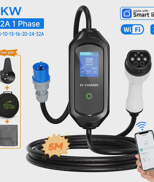 Draagbare EV Charger 3.5/7KW Type 2, 16A Snel Laadkabel met WiFi & APP Controle
