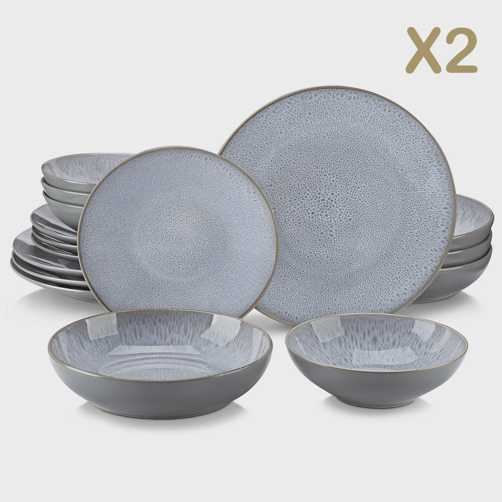 Vancasso Karst Servies Set 16/32 Delig Steengoed met Borden, Bowls en Mokken voor 4/8/12 Personen
