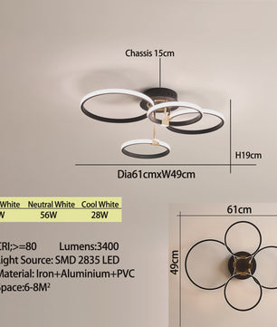 Moderne LED Plafondlamp Kroonluchter - Dimbaar, Goud/Chroom/Zwart
