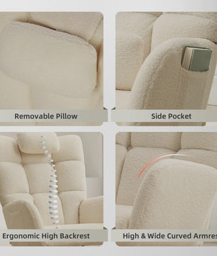 Comfortabele Schommelstoel met Hoge Rug, Gevoerde Zitting en Fleece Stof - Ideaal voor Woonkamer, Slaapkamer & Kinderkamer