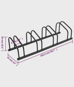 Zwaar Stalen Fietsenrek voor 4 Fietsen - Zwarte Parkeerstandaard voor Garage & Ruimtebesparende Opslag