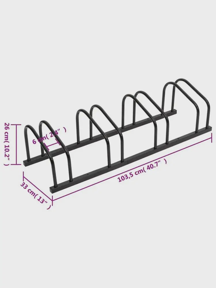 Zwaar Stalen Fietsenrek voor 4 Fietsen - Zwarte Parkeerstandaard voor Garage & Ruimtebesparende Opslag