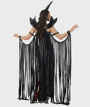 Dames Vampier Kostuum - Sexy Gothic Halloween Jurk met Cape