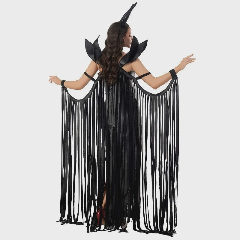 Dames Vampier Kostuum - Sexy Gothic Halloween Jurk met Cape