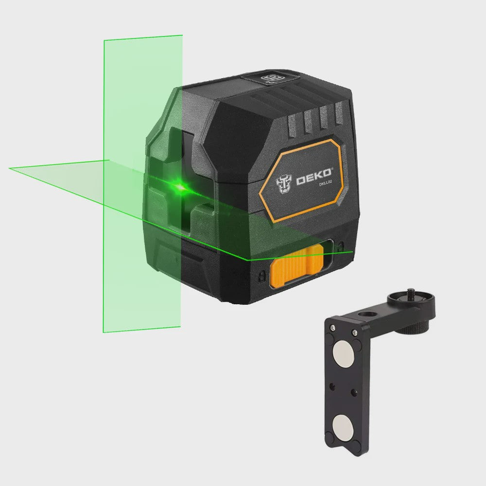 DEKO DKLL02G/R Zelfnivellerende Kruislijnlaser met Rode Laser en Verstelbare Klem