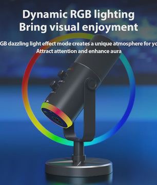 Professionele USB/XLR Microfoon met Touch Mute, RGB Verlichting & Koptelefoonaansluiting - Ideaal voor Gaming, Streaming & PC