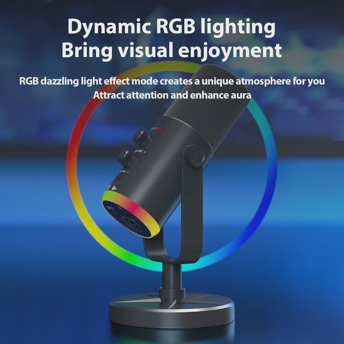 Professionele USB/XLR Microfoon met Touch Mute, RGB Verlichting & Koptelefoonaansluiting - Ideaal voor Gaming, Streaming & PC
