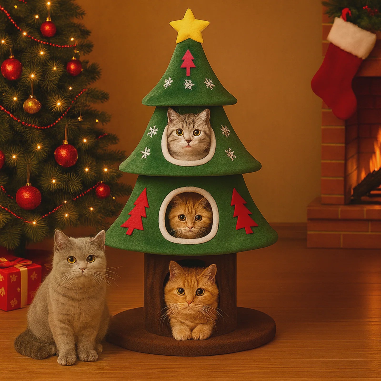Kerstboom Kattenkrabpaal: Speelparadijs met Meerdere Verdiepingen en Krabmogelijkheden