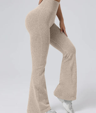 Hoge Taille Stretch Pantalon met Wijde Pijpen voor Dames - Slim Fit, Ideaal voor Workout & Casual Gebruik