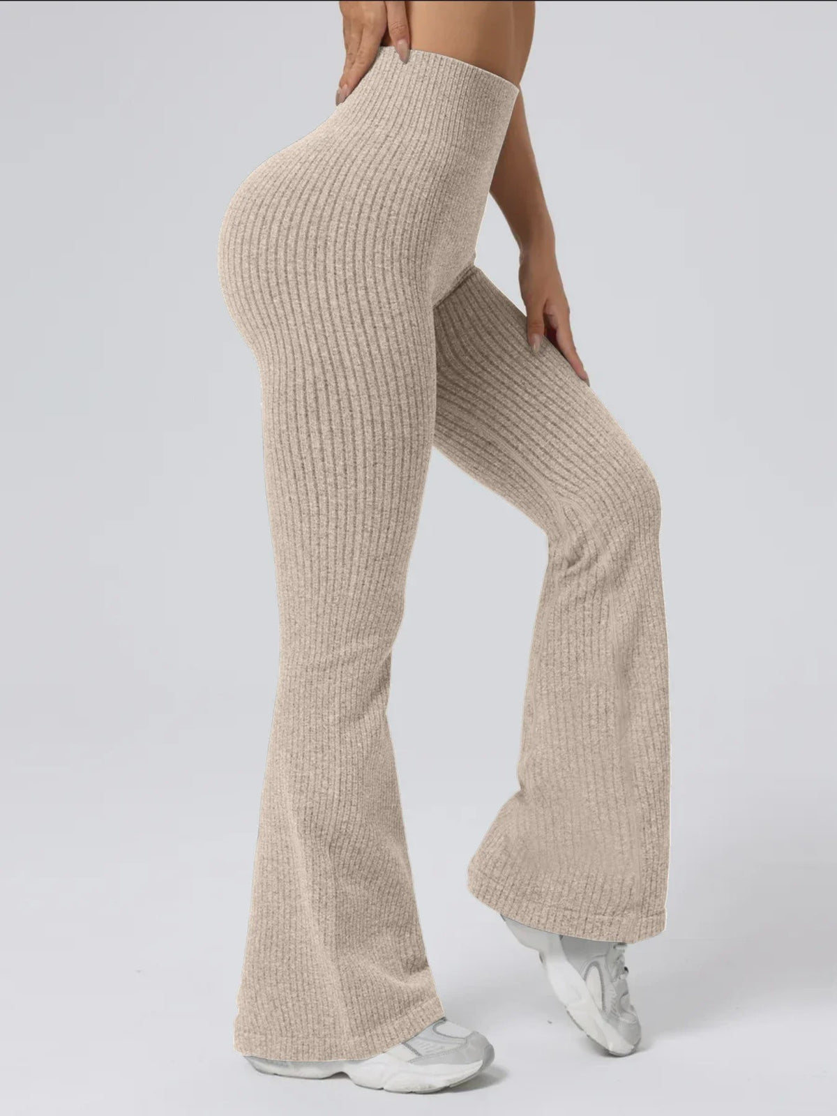 Hoge Taille Stretch Pantalon met Wijde Pijpen voor Dames - Slim Fit, Ideaal voor Workout & Casual Gebruik