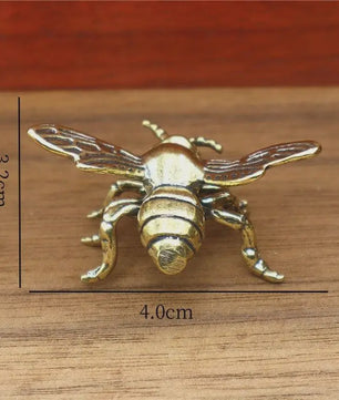 Miniatuur Koperen Insect Beeldjes: Bidsprinkhaan, Libelle, Bij & Krekel - Feng Shui Decoratie