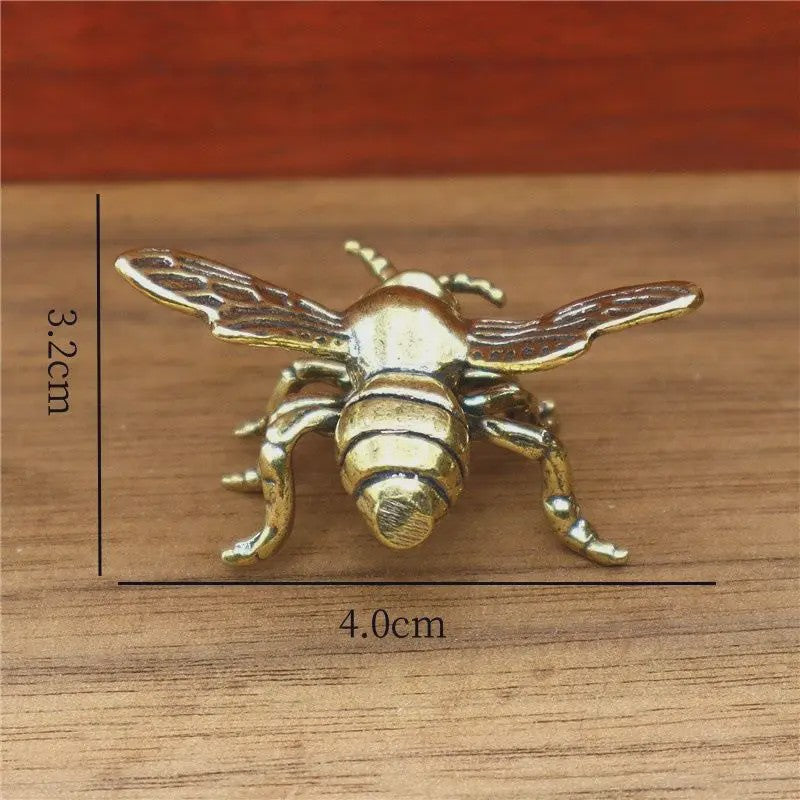 Miniatuur Koperen Insect Beeldjes: Bidsprinkhaan, Libelle, Bij & Krekel - Feng Shui Decoratie
