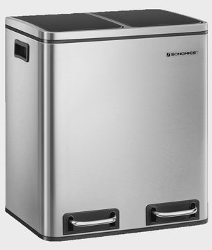 RVS Afvalscheidingsbak met 2x15L Emmer en Voetpedaal - 30L