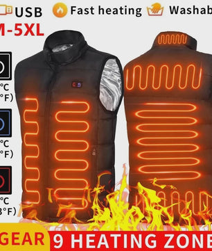 Verwarmd Vest met 9 Zones: Elektrische Graphene Jas voor Heren & Dames - USB Verwarming voor Sport & Camping