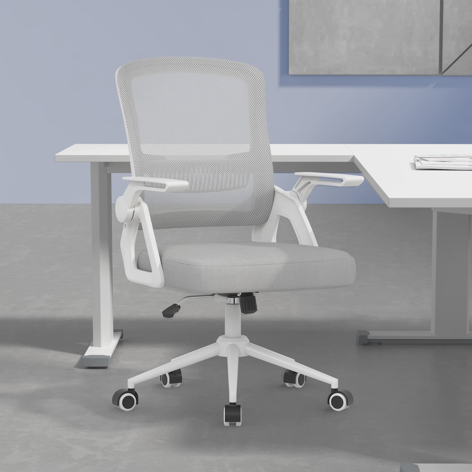 Ergonomische Bureaustoel Mesh met Opklapbare Armleuningen & Lendensteun